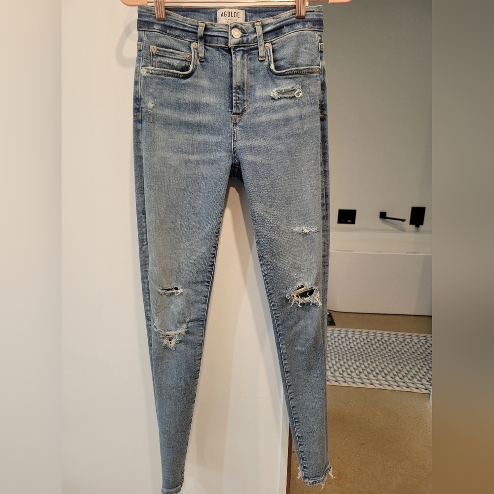Agolde Jeans Size 25 Blue Distressed Skinny Denim #A003- B843